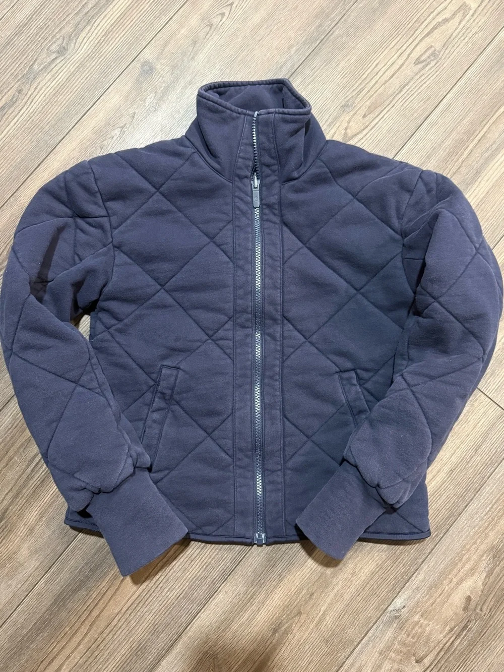 Lululemon Reversible Quilted Insulated Jacket Navy Blue Zip Up Coat Size 4 Rare